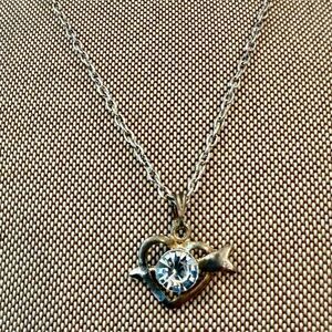 Silver-tone Heart Pendant with arrows Necklace